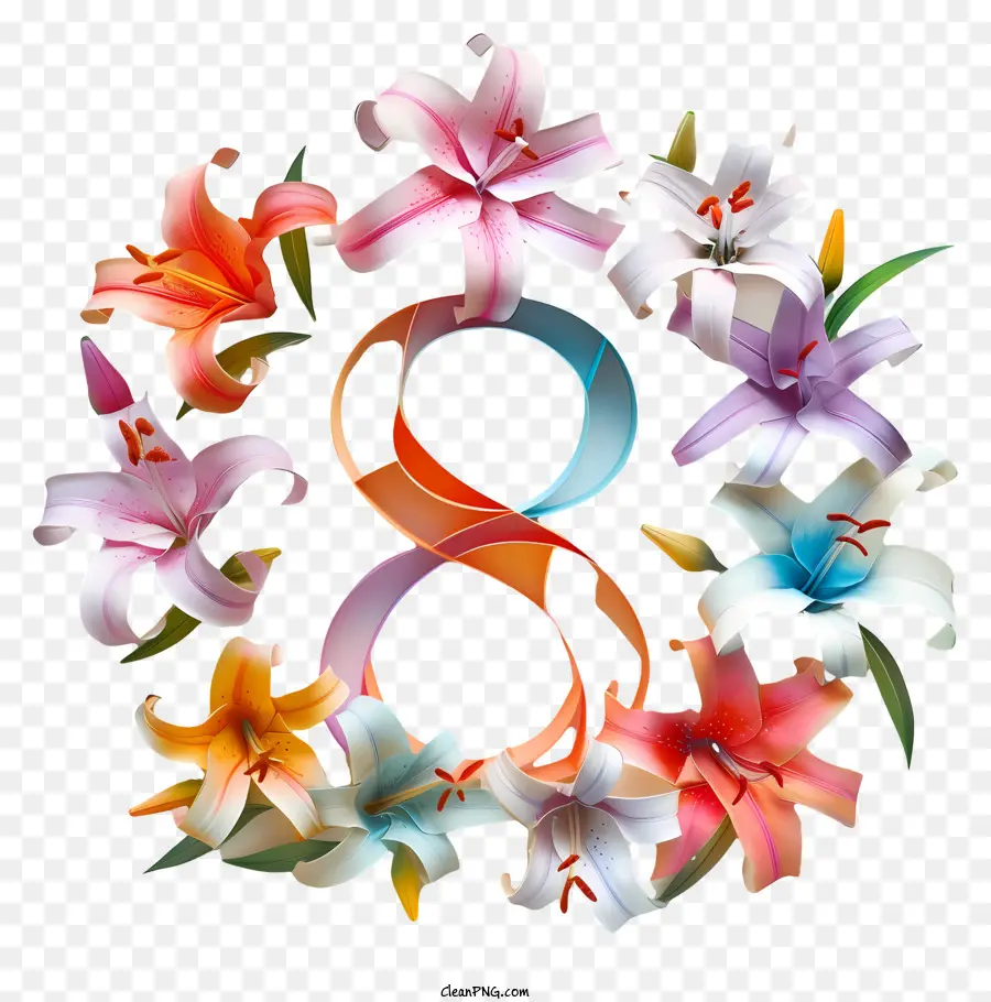 Numéro De Floral Huit，Design Floral PNG