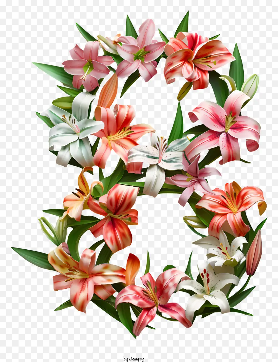 Numéro Huit Floral，Fleurs De Lys PNG