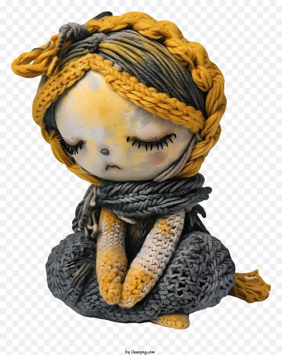 Poupée Amigurumi，Poupée Tressée Jaune PNG