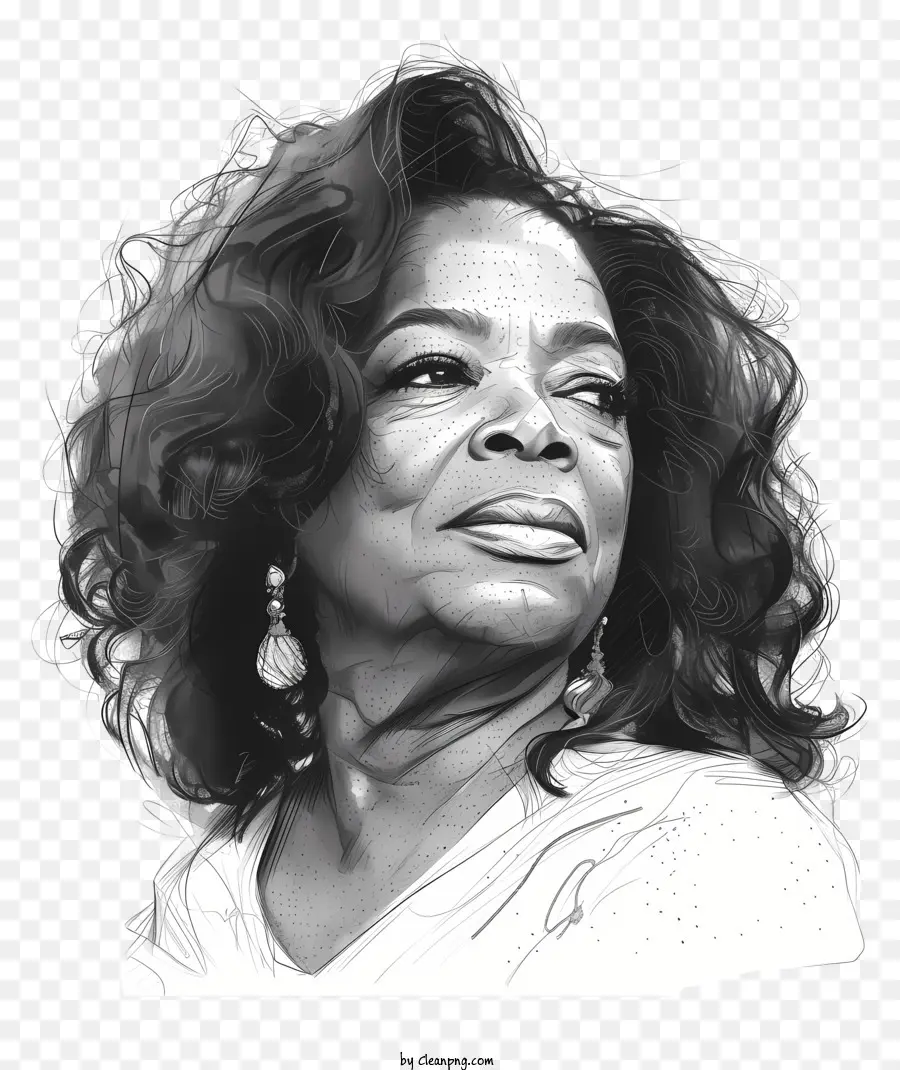 Oprah Winfrey，Dessin Noir Et Blanc PNG