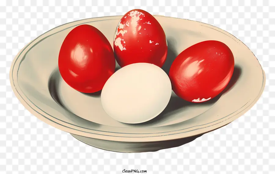 œufs，Oeufs Rouges Et Blancs PNG