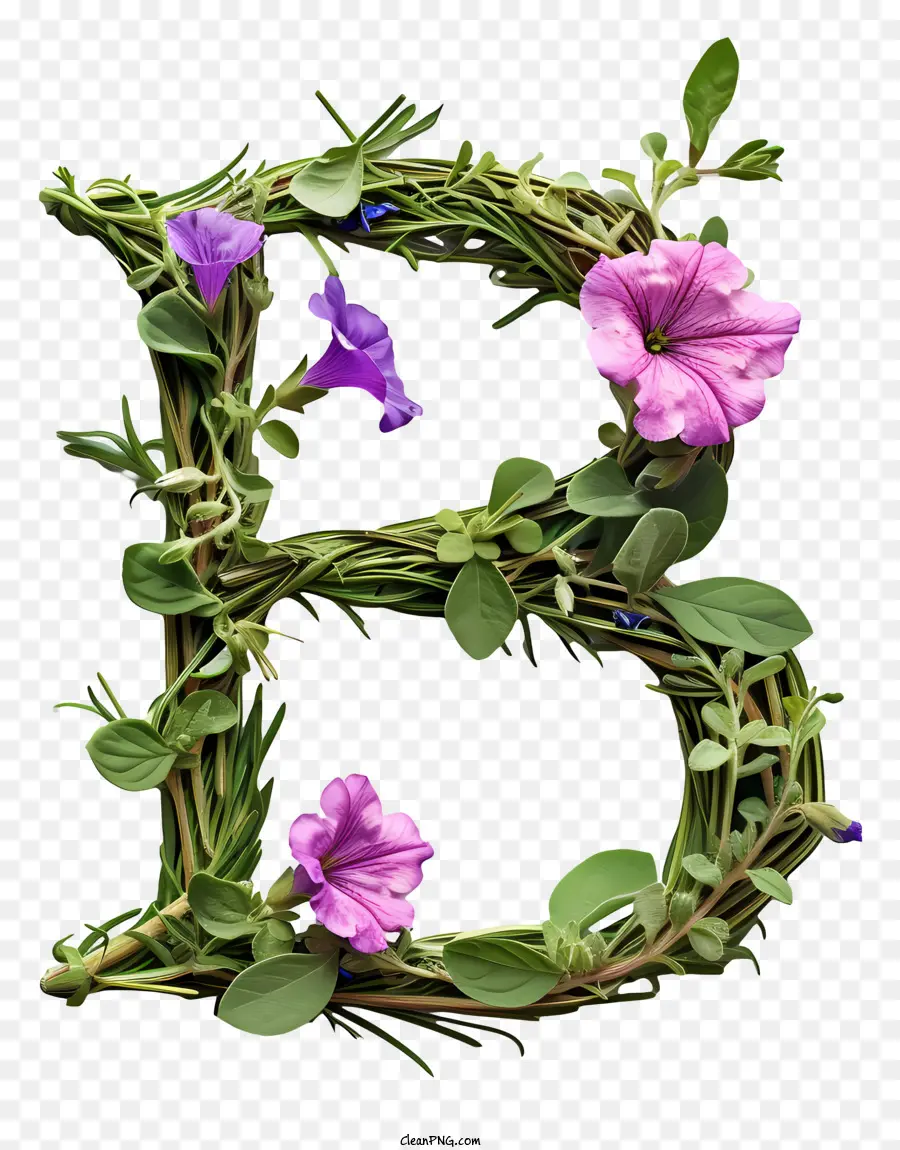 Lettre Florale B，Lettre B Avec Des Fleurs PNG