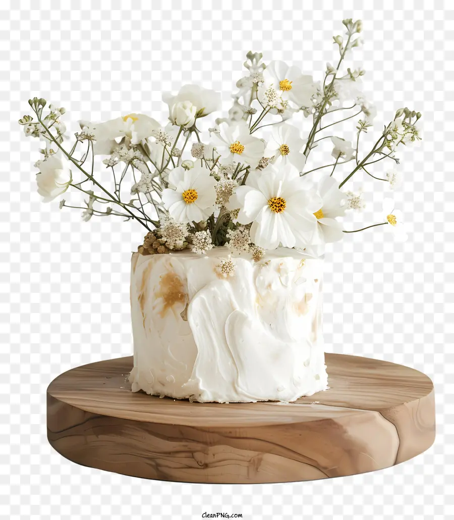 Gâteau Blanc，De Petites Fleurs Blanches PNG