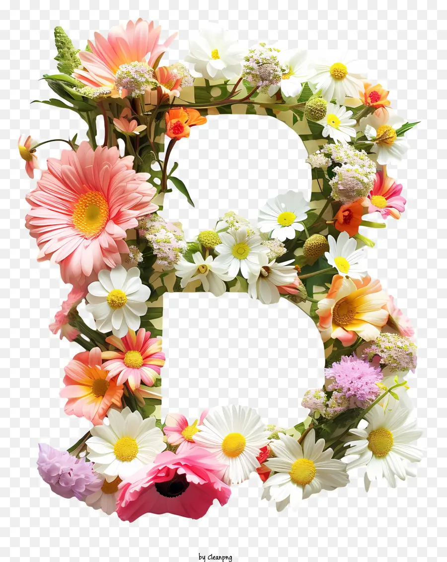 Lettre Florale B，Fleur Numéro Huit PNG