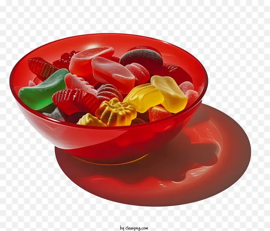 Bonbons Gommeux，Bol Rouge De Bonbons PNG