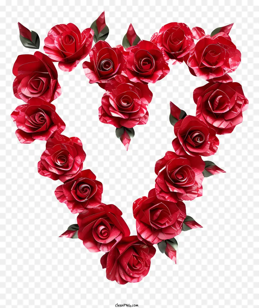 Cœur Floral，Heart Fait De Roses Rouges PNG