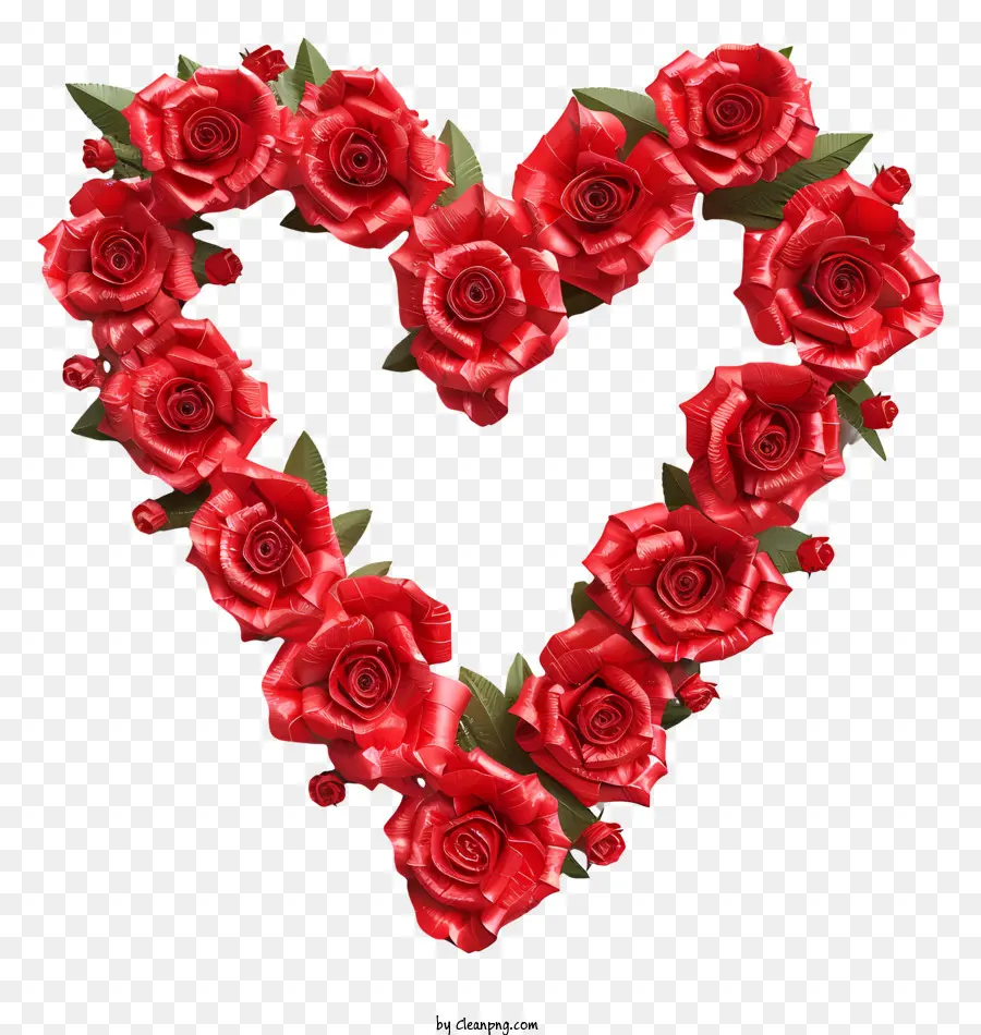 Cœur Floral，Roses Rouges En Forme De Cœur PNG