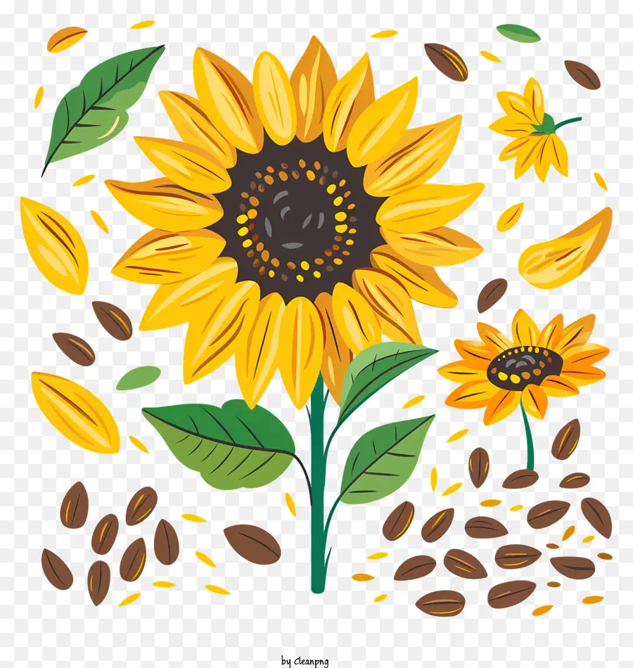 Tournesol Et Graines，Illustration De Tournesol PNG