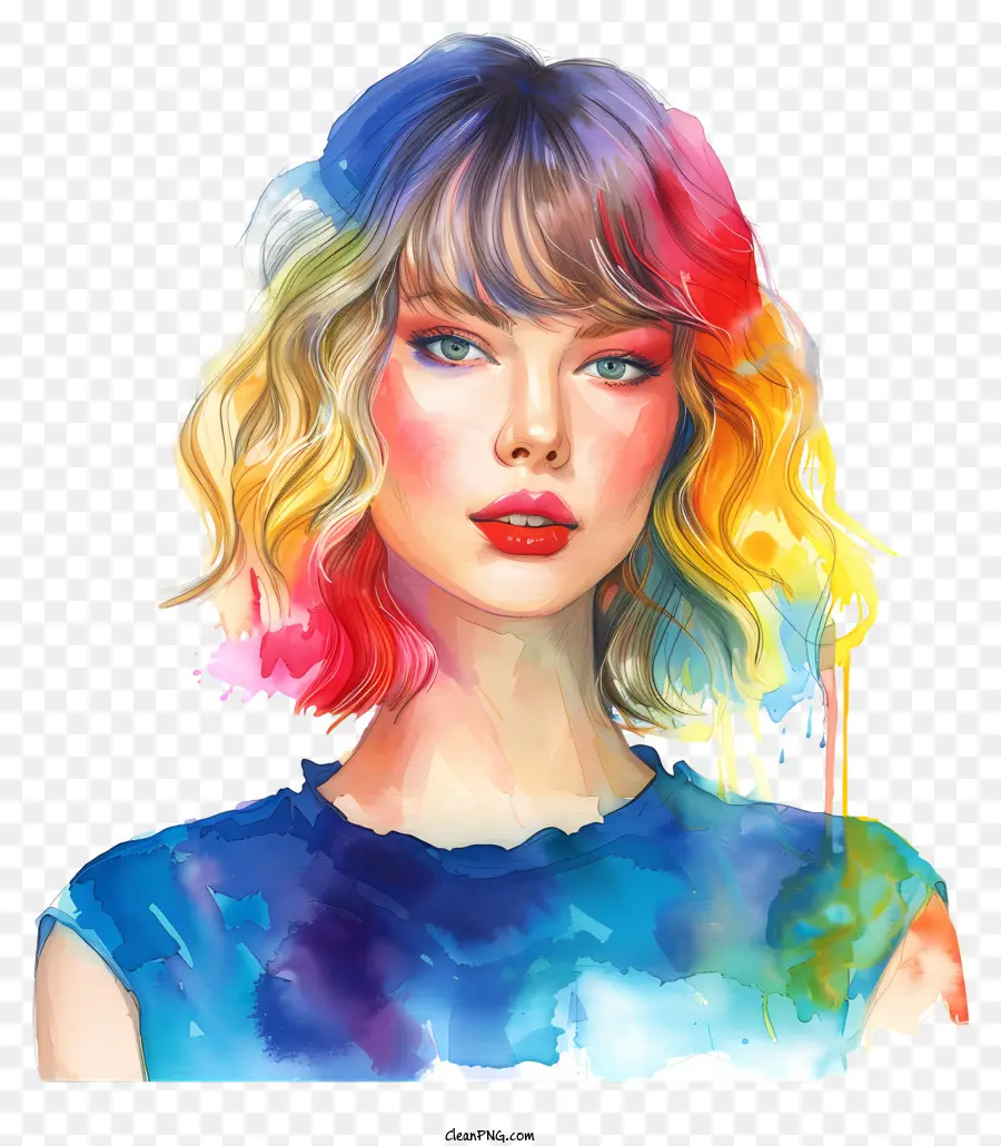 Taylor Swift，Portrait Coloré De Femme PNG