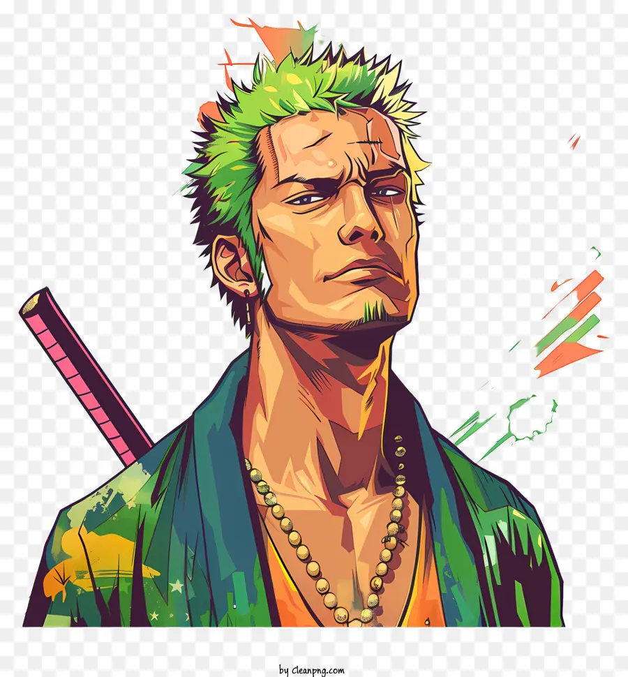 Une Seule Pièce Roronoa Zoro，Homme Aux Cheveux Verts PNG