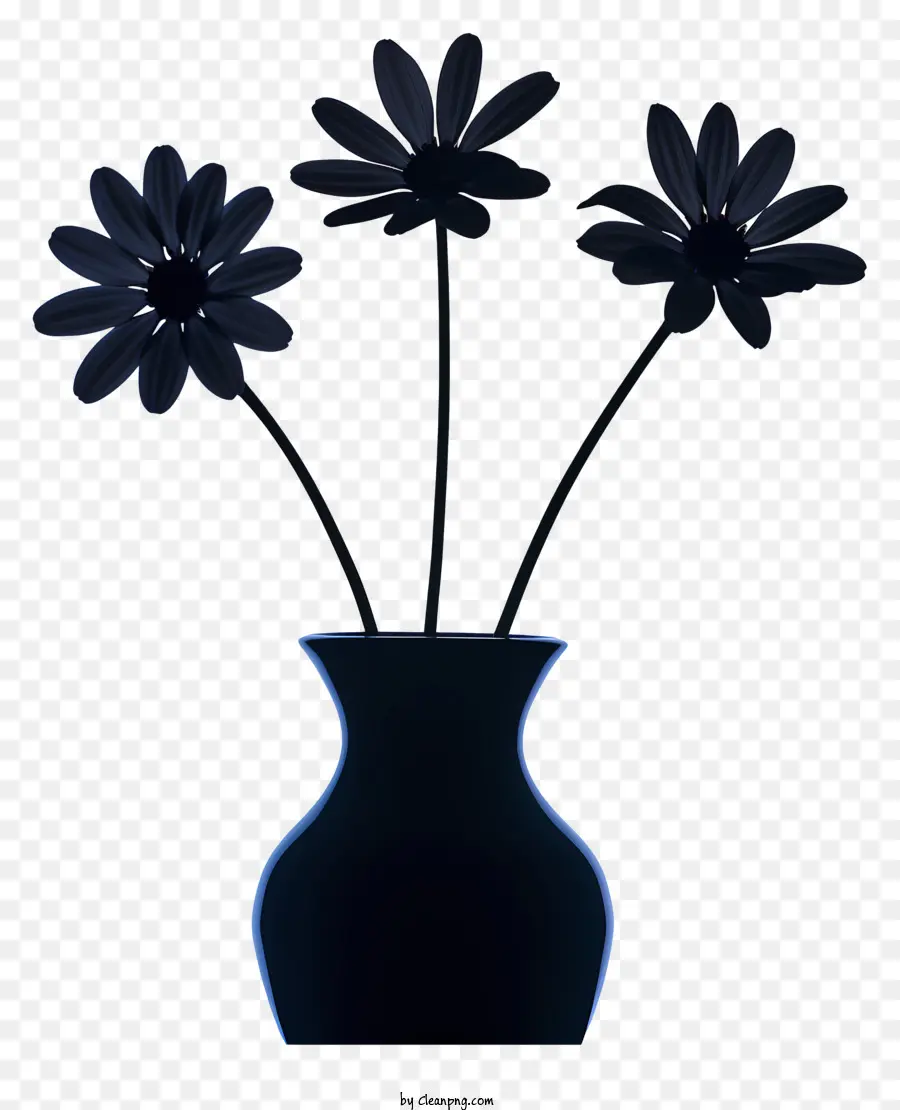 Vase，Fleurs De Silhouette Noire PNG