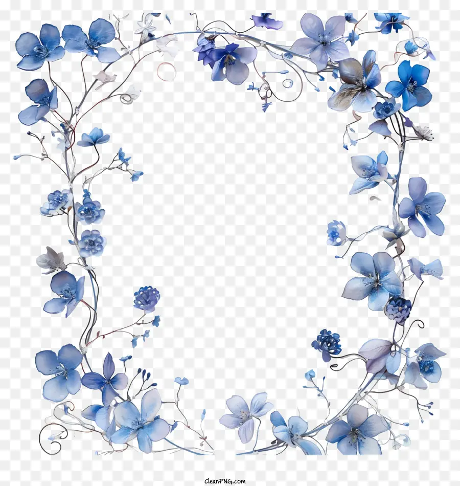 Cadre De Vigne De Fleur Bleue，Couronne De Fleurs PNG
