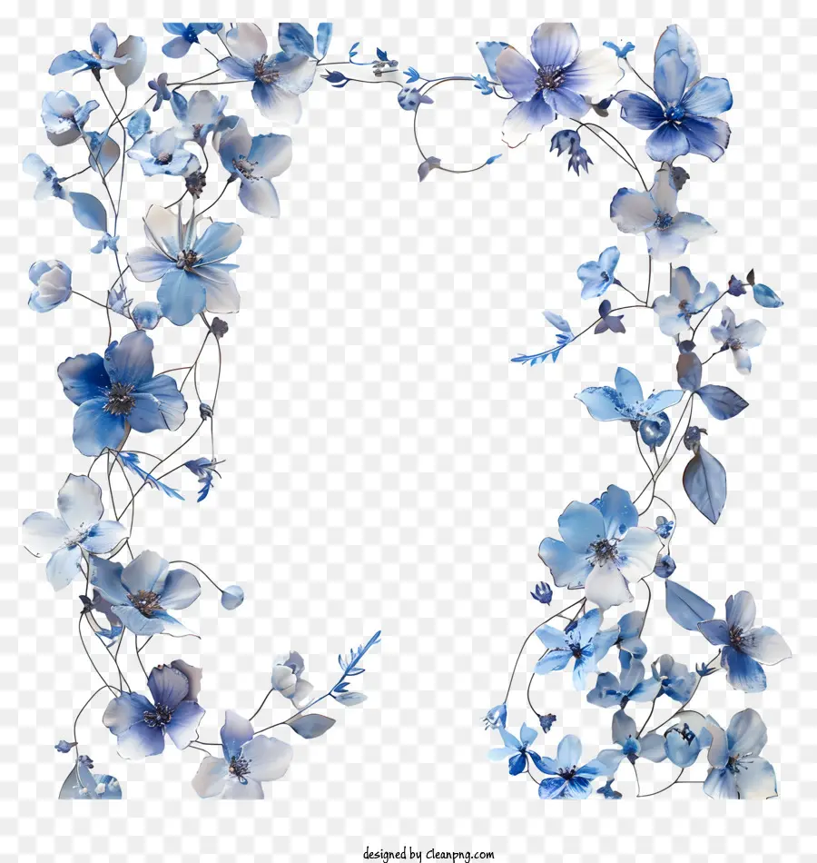 Cadre De Vigne De Fleur Bleue，Bleu Floral Frame PNG