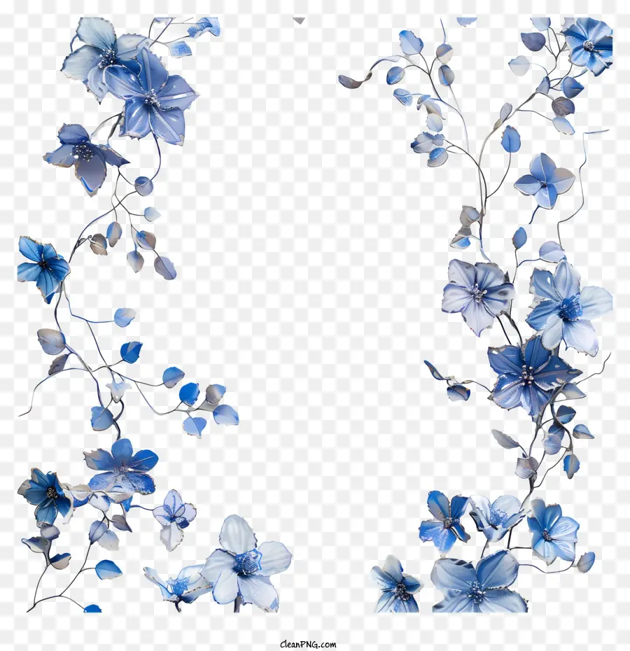 Cadre De Vigne De Fleur Bleue，Fleurs Bleues PNG