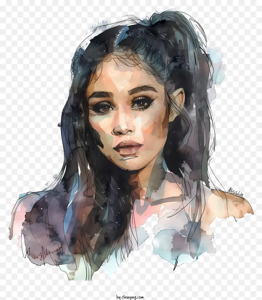 Ariana Grande，Portrait à L'aquarelle PNG