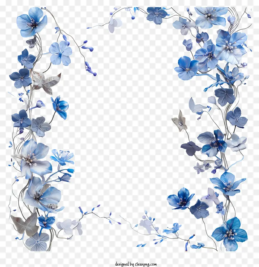 Cadre De Vigne De Fleur Bleue，Fleurs Bleues PNG