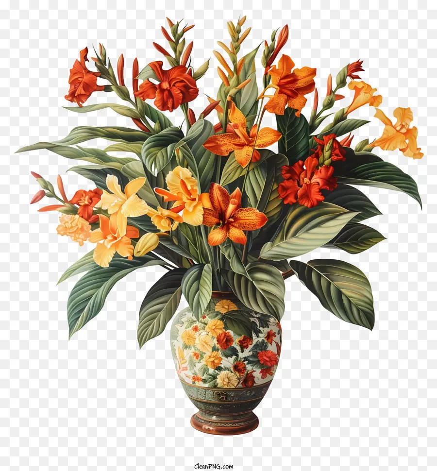 Canna Indica Fleur，Vase PNG