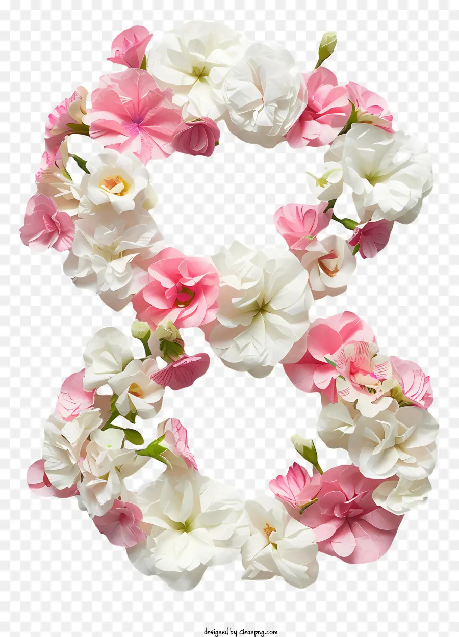 Numéro 8 Fleurs，Fleurs Roses Et Blanches PNG