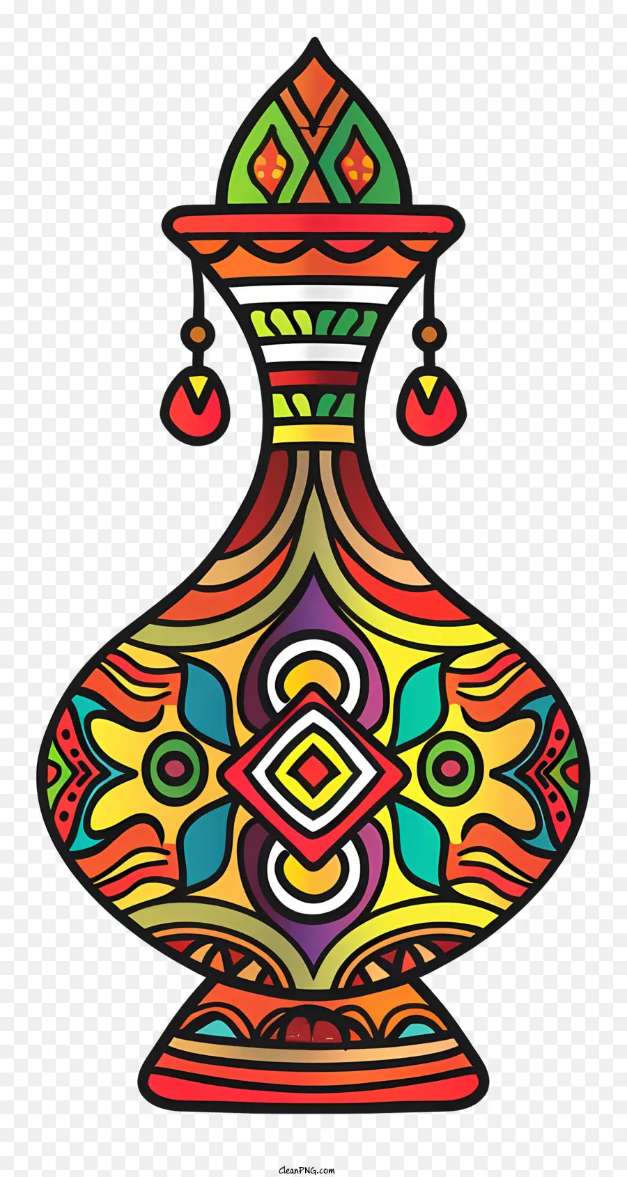 Vase En Verre Multicolore，Motifs Complexes PNG