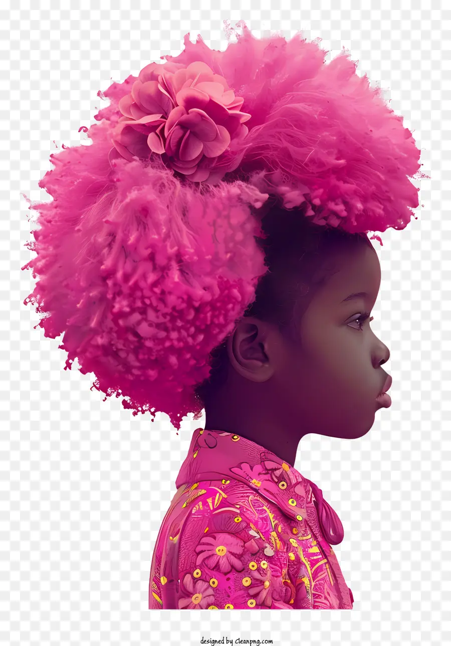 Enfant，Fille Avec Afro Rose PNG