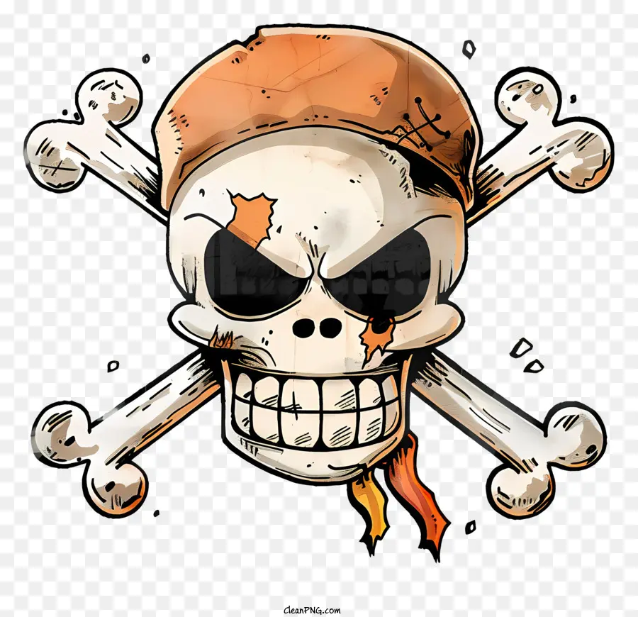 One Piece Jolly Roger，Crâne Et Os Croisés PNG