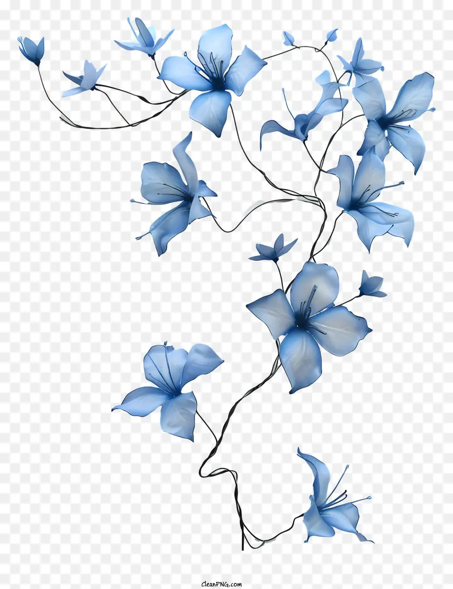 Bleu Fleur De Vigne，Fleurs Bleu Foncé PNG