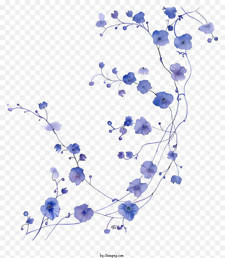 Vigne à Fleurs Bleues，Couronne Florale PNG