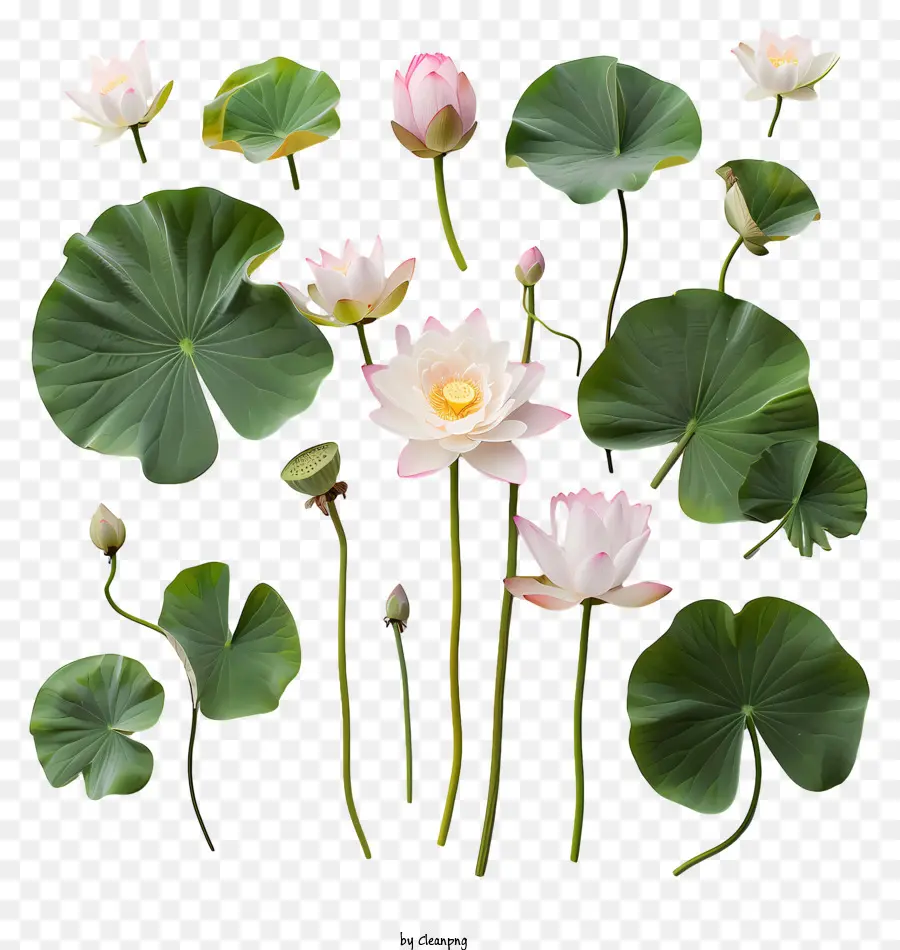 Fleurs De Lotus，Feuilles PNG