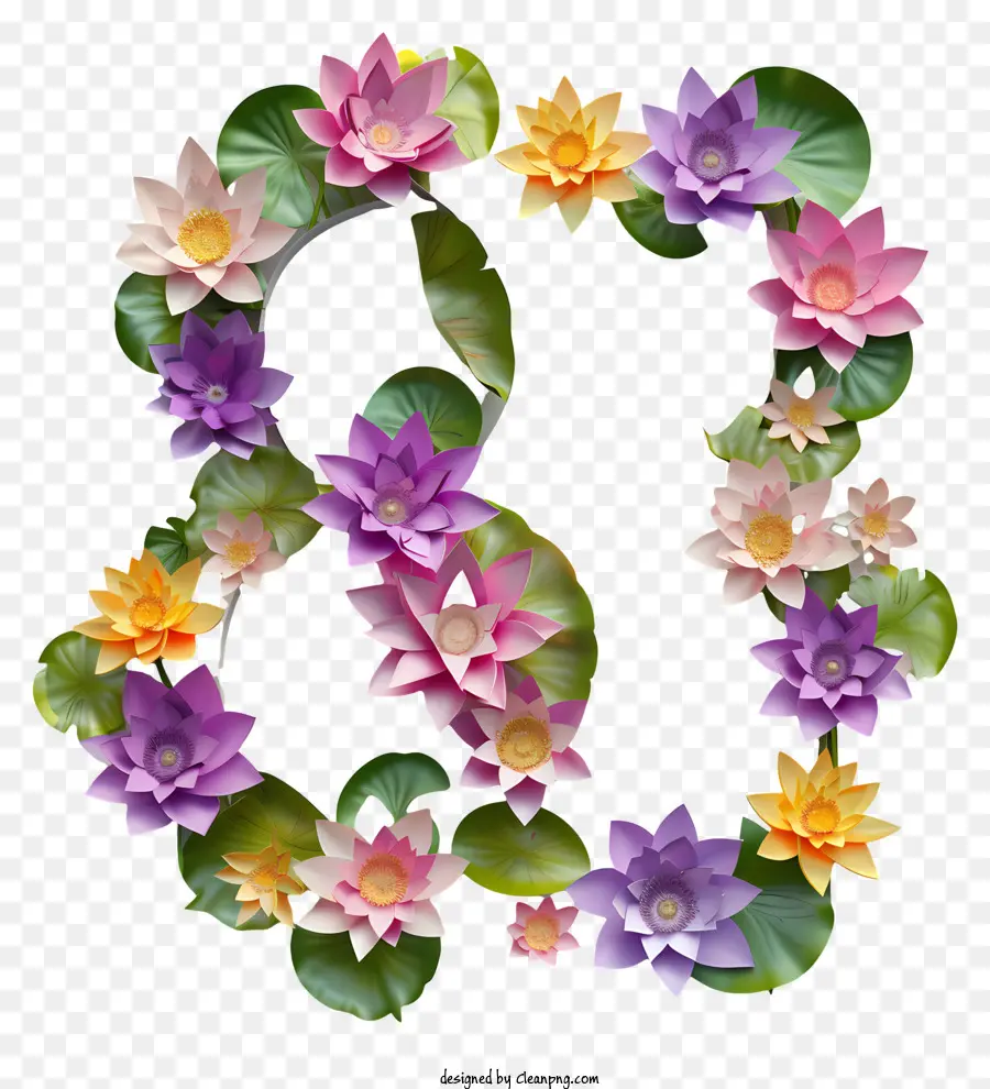 Numéro Huit Floral，Numéro 8 Avec Des Fleurs PNG