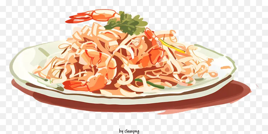 Pad Thaï，Nouilles Aux Crevettes PNG