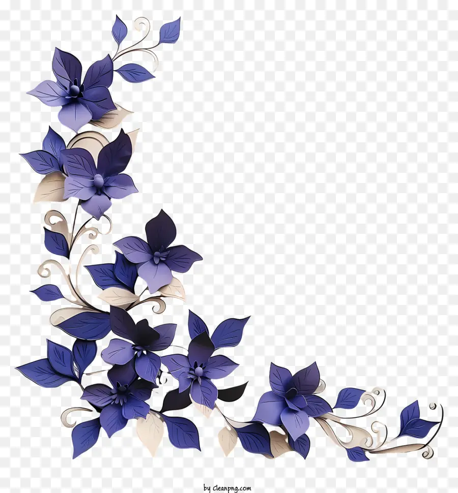 Bleu Fleur De Vigne，Bleus Et De Fleurs Blanches PNG