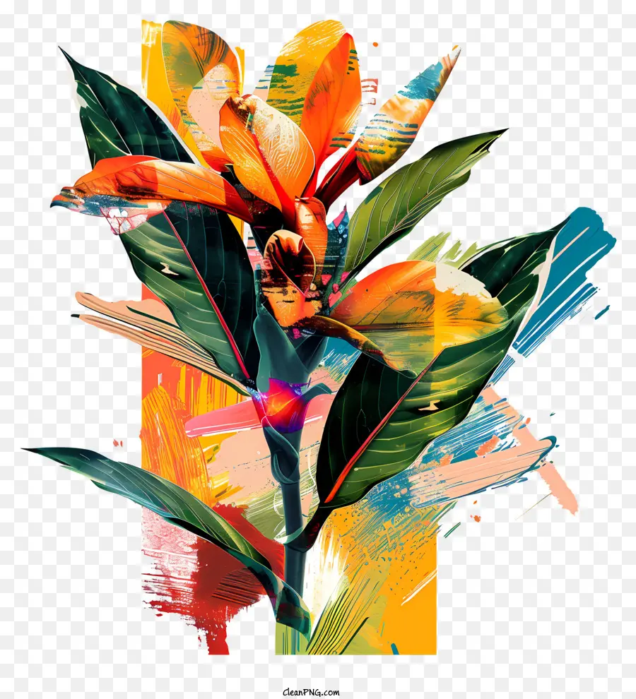 Fleur De Canna Indica，Fleur Abstraite PNG