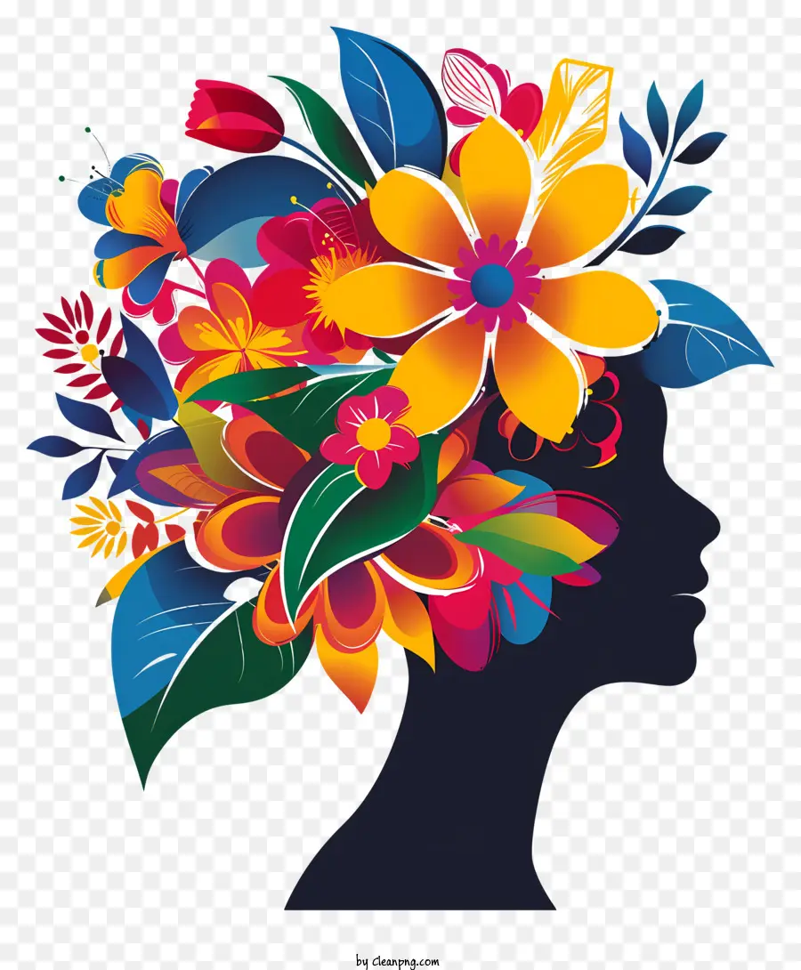 Art Floral De La Journée De La Femme，Silhouette Florale PNG