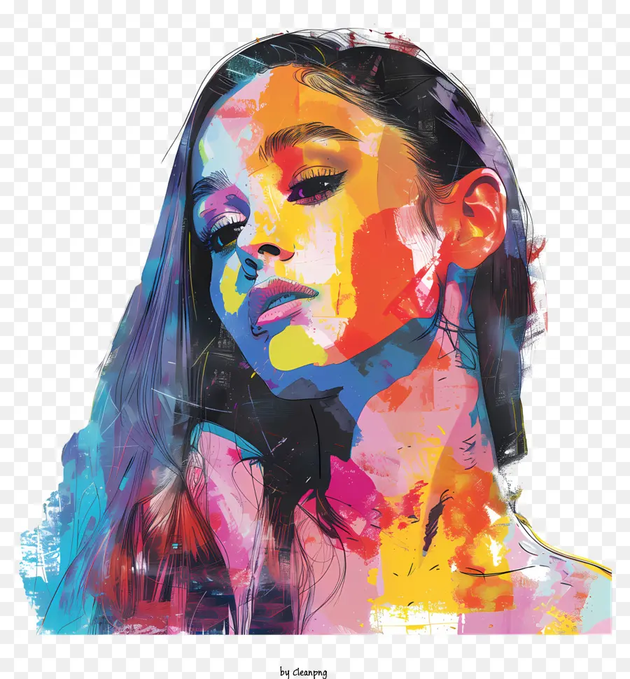 Ariana Grande，Peinture Colorée PNG
