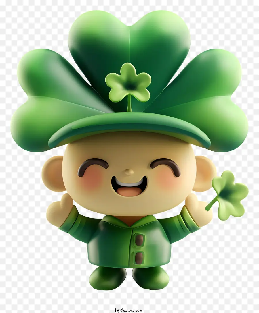 Bonne Fête De La St Patrick，Personnage Mignon Avec Chapeau De Trèfle PNG