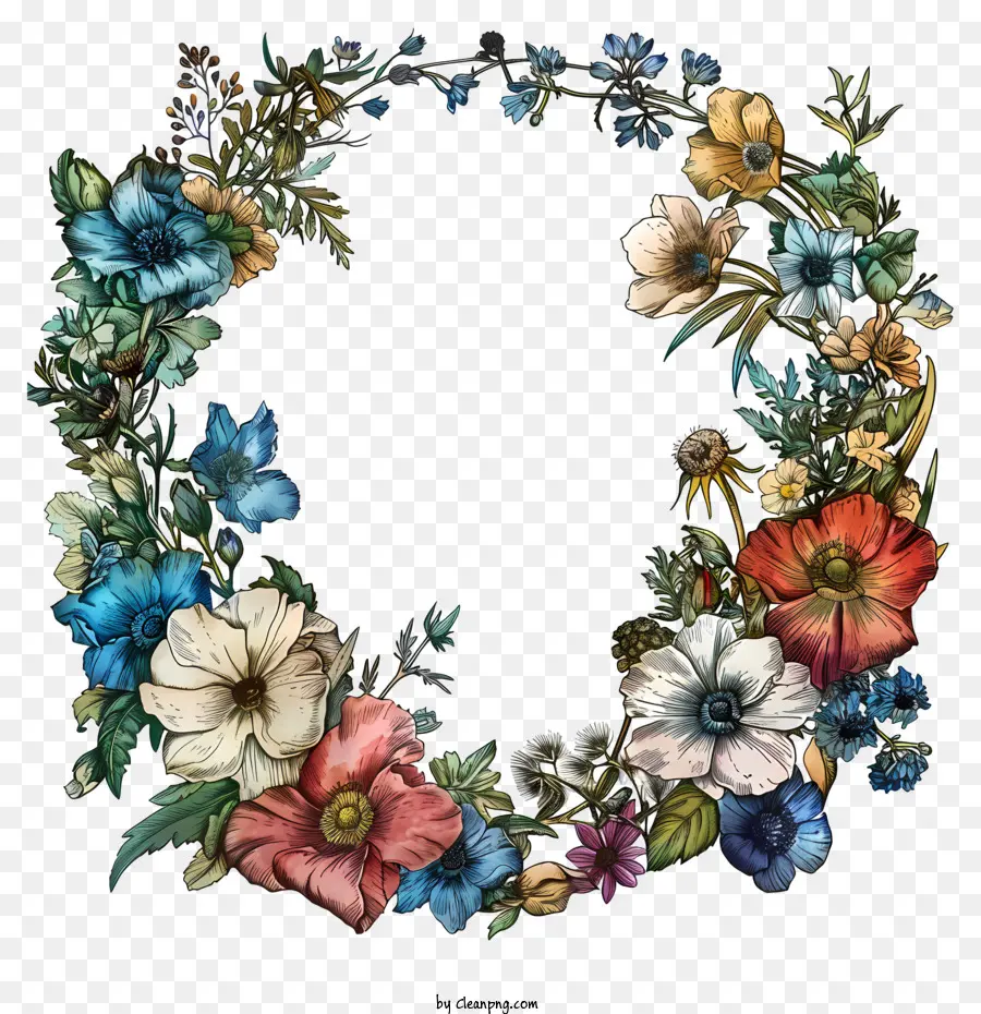 Cadre Floral，Couronne De Fleurs PNG