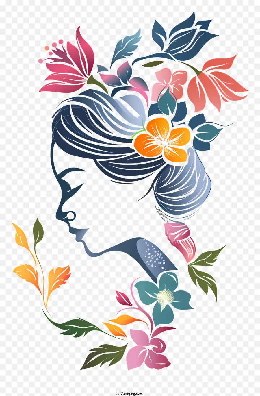 Art Des Fleurs De La Journée Des Femmes，Silhouette Florale PNG