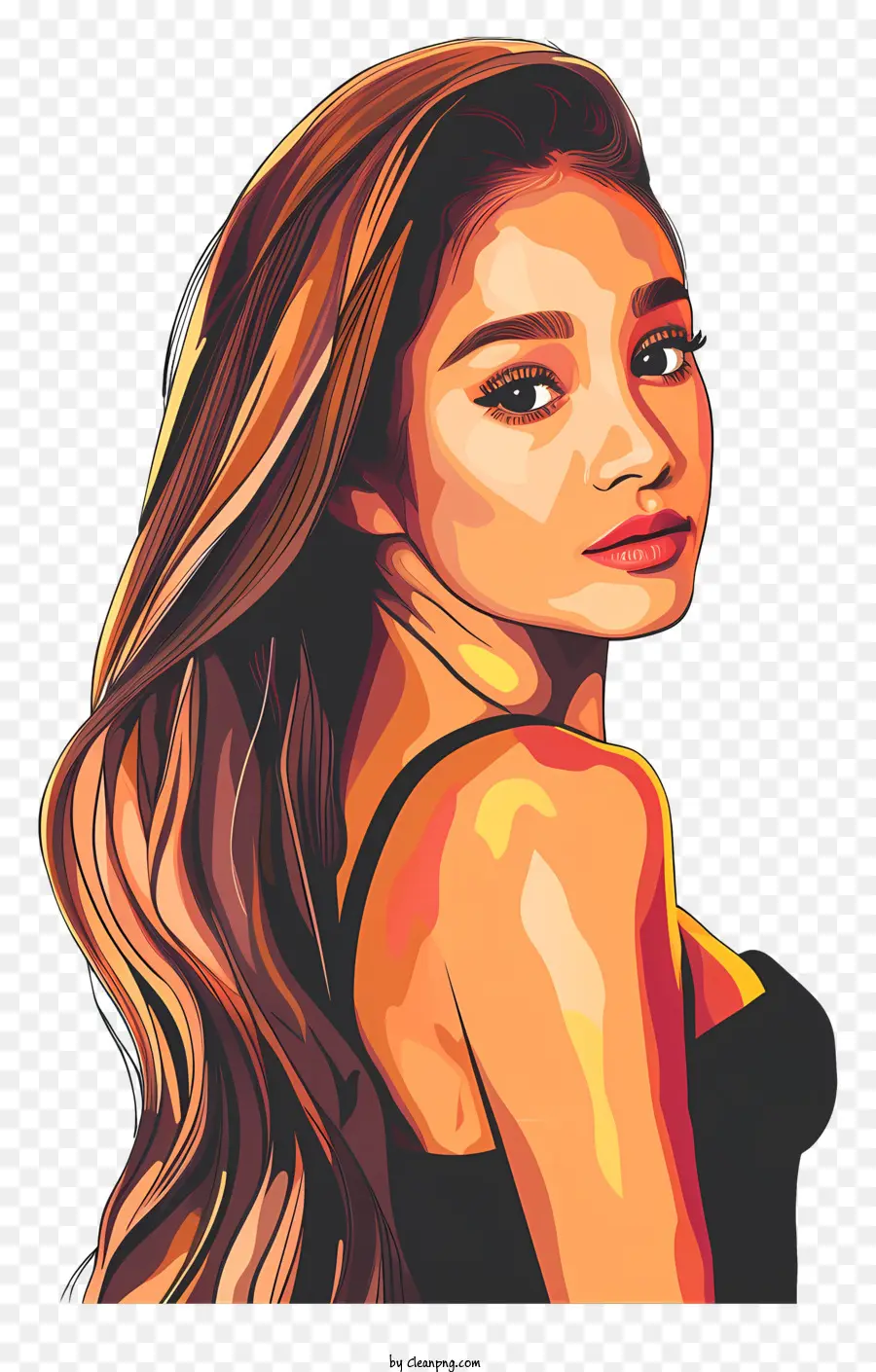 Ariana Grande，Longs Cheveux Bruns Bouclés PNG