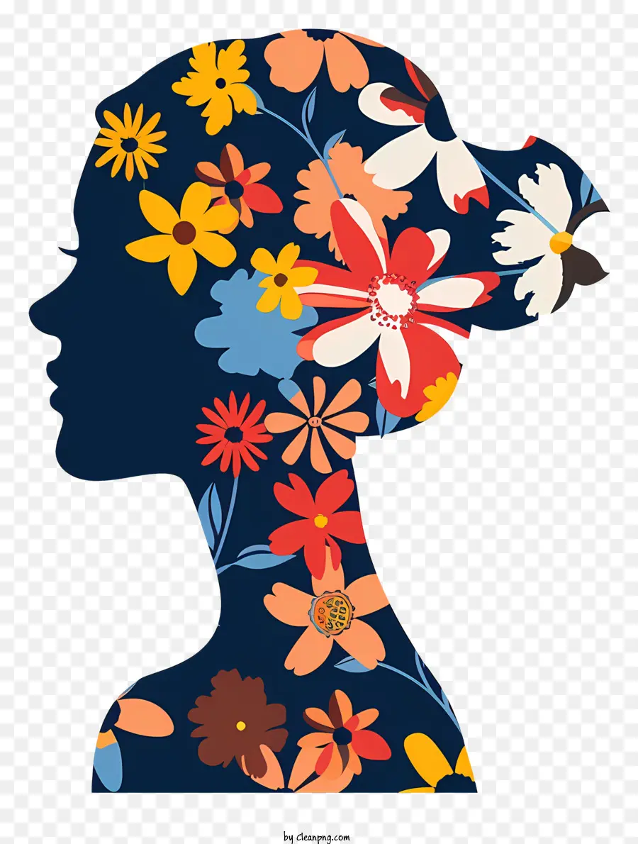 Art Des Fleurs De La Journée Des Femmes，Silhouette Florale PNG