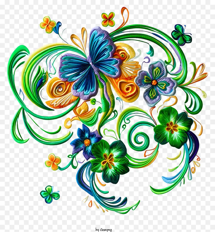 Bonne Fête De La St Patrick，Motif Floral Coloré PNG