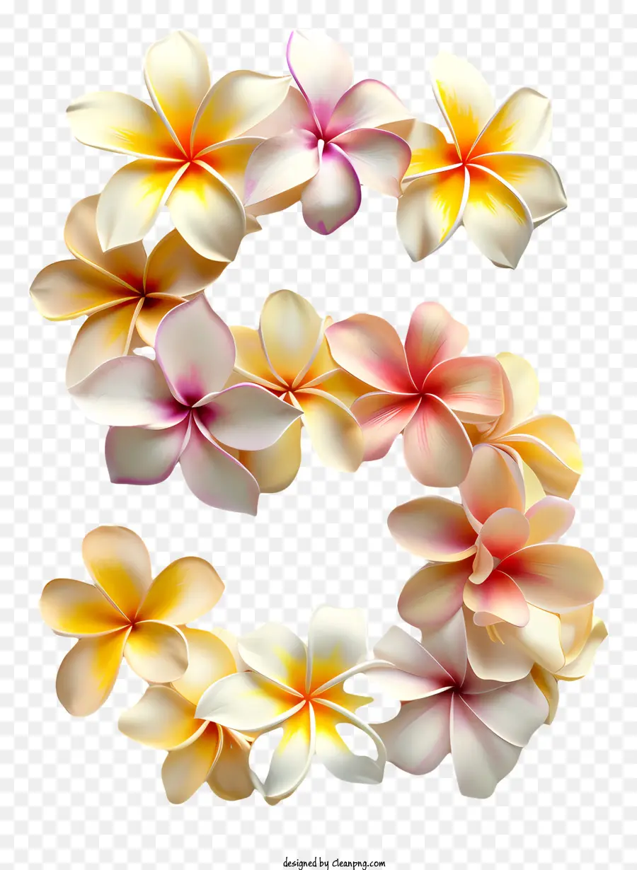Numéro Floral Cinq，Conception De Lettres De Fleurs PNG