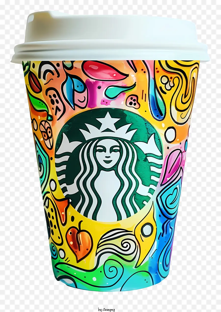 Starbucks Tasse De Café，Tasse En Papier Coloré PNG