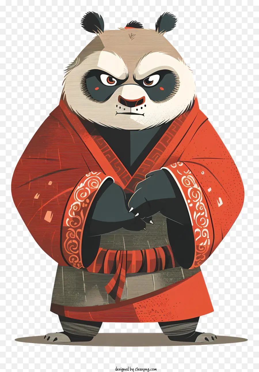 Kung Fu Panda，Panda En Robe Rouge PNG