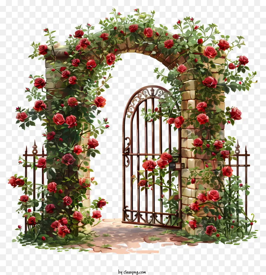 Fleurs De Porte De Jardin De Printemps，Les Roses Rouges PNG