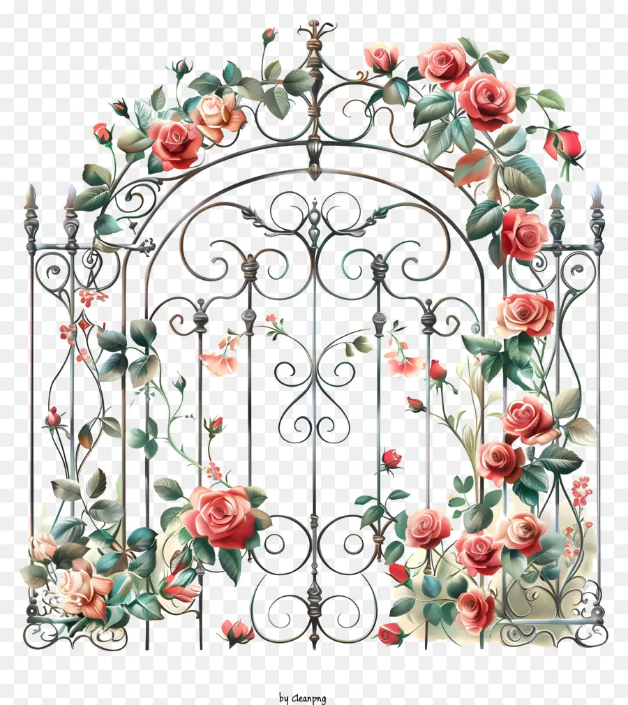 Fleurs De Porte De Jardin De Printemps，Porte De Jardin PNG