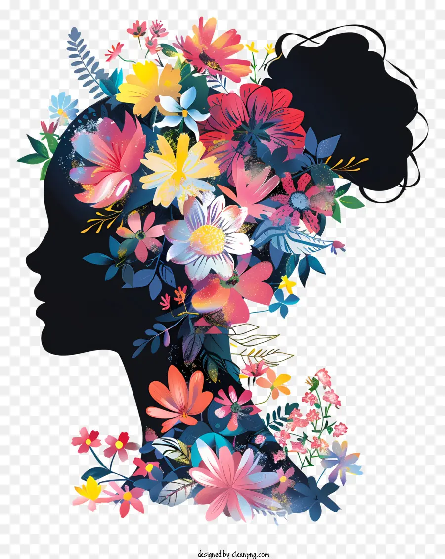 Art Des Fleurs De La Journée Des Femmes，Silhouette PNG