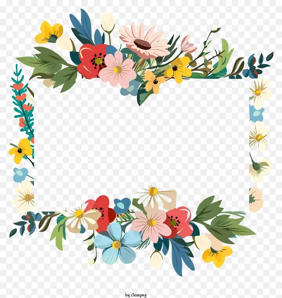 Panneau De Signe Des Fleurs De Printemps，Cadre Floral PNG