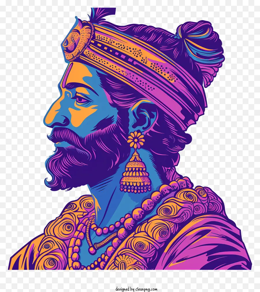 Shivaji Maharaj，Portrait Coloré PNG