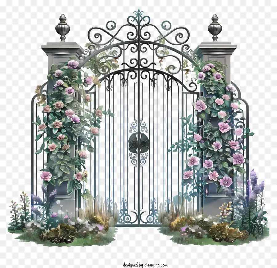 Fleurs De Porte De Jardin De Printemps，Porte Décorative PNG