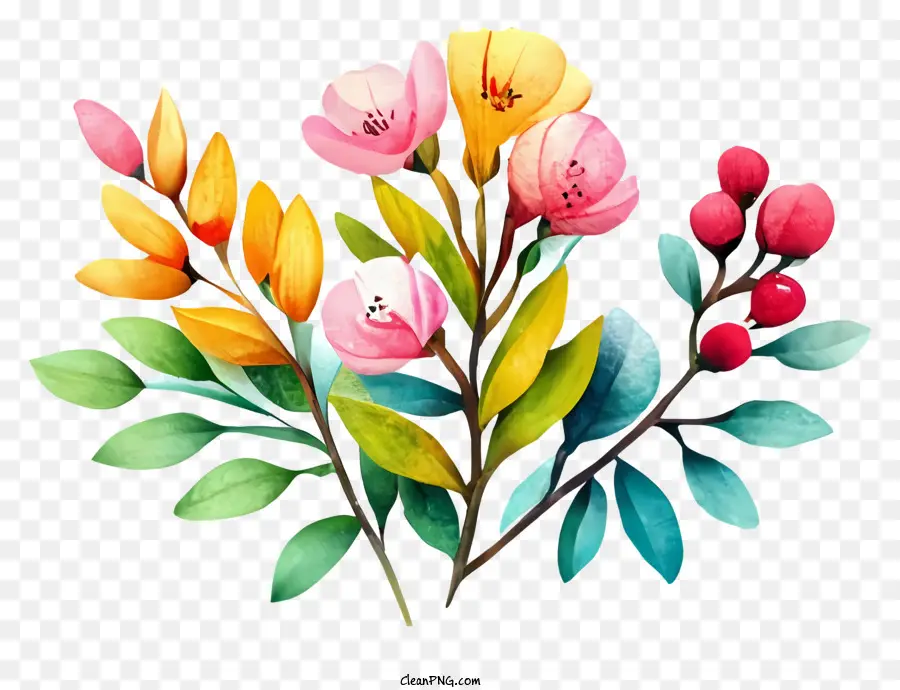 Bonjour Le Printemps，Peinture à L'aquarelle PNG